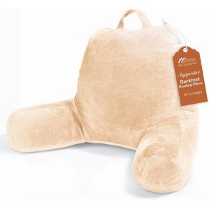 imageSasttie Reading Pillows for Sitting in Bed Adult Velvet Back Pillow Bed Sitting Up BackRest Support Cushion for Sit Up on Couch Sofa and Floor Dorm Essentials OekoTex Certified Dark GreyCamel