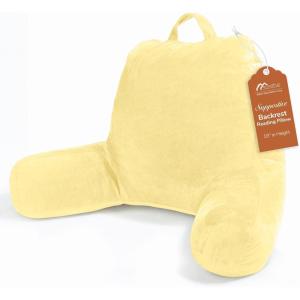 imageSasttie Reading Pillows for Sitting in Bed Adult Velvet Back Pillow Bed Sitting Up BackRest Support Cushion for Sit Up on Couch Sofa and Floor Dorm Essentials OekoTex Certified Dark GreyLight Yellow