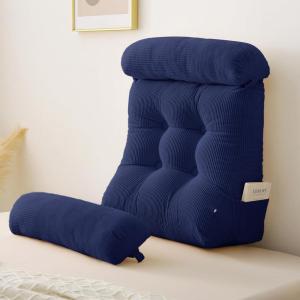 imageSasttie Wedge Pillow Set 2PCS Reading Pillow for Sitting Bed Wedge Pillow Headborad for Sleeping After Surgery Acid Reflux Leg and Back Support with Neck Cushion 23quotx115quotx23quot Dark GreyNavy