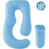 imageSasttie Cooling Pregnancy Pillow Cover 57inch U Shaped Pregnancy Pillow Case Fits 55 to 57 Inch Maternity Pillow Grey No Pillow InsertBlue