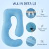imageSasttie Cooling Pregnancy Pillow Cover 57inch U Shaped Pregnancy Pillow Case Fits 55 to 57 Inch Maternity Pillow Grey No Pillow InsertBlue