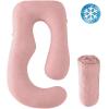 imageSasttie Cooling Pregnancy Pillow Cover 57inch U Shaped Pregnancy Pillow Case Fits 55 to 57 Inch Maternity Pillow Grey No Pillow InsertBlush