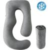 imageSasttie Cooling Pregnancy Pillow Cover 57inch U Shaped Pregnancy Pillow Case Fits 55 to 57 Inch Maternity Pillow Grey No Pillow InsertGray