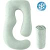 imageSasttie Cooling Pregnancy Pillow Cover 57inch U Shaped Pregnancy Pillow Case Fits 55 to 57 Inch Maternity Pillow Grey No Pillow InsertGreen
