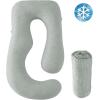 imageSasttie Cooling Pregnancy Pillow Cover 57inch U Shaped Pregnancy Pillow Case Fits 55 to 57 Inch Maternity Pillow Grey No Pillow InsertLight Grey