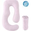 imageSasttie Cooling Pregnancy Pillow Cover 57inch U Shaped Pregnancy Pillow Case Fits 55 to 57 Inch Maternity Pillow Grey No Pillow InsertPink