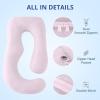 imageSasttie Cooling Pregnancy Pillow Cover 57inch U Shaped Pregnancy Pillow Case Fits 55 to 57 Inch Maternity Pillow Grey No Pillow InsertPink