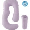 imageSasttie Cooling Pregnancy Pillow Cover 57inch U Shaped Pregnancy Pillow Case Fits 55 to 57 Inch Maternity Pillow Grey No Pillow InsertPurple
