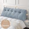 imageSasttie Headboard Pillow Queen Triangular Wedge Pillow Headboard Wedge Headboard Pillow for Bed Sofa Daybed Pillows for Sitting up Reading or Working with Removable Cover Dark GreyGreyish Blue