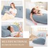 imageSasttie Headboard Pillow Queen Triangular Wedge Pillow Headboard Wedge Headboard Pillow for Bed Sofa Daybed Pillows for Sitting up Reading or Working with Removable Cover Dark GreyGreyish Blue