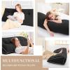 imageSasttie Headboard Pillow Queen Triangular Wedge Pillow Headboard Wedge Headboard Pillow for Bed Sofa Daybed Pillows for Sitting up Reading or Working with Removable Cover Dark GreyBlack