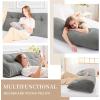 imageSasttie Headboard Pillow Queen Triangular Wedge Pillow Headboard Wedge Headboard Pillow for Bed Sofa Daybed Pillows for Sitting up Reading or Working with Removable Cover Dark GreyLight Grey