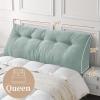 imageSasttie Headboard Pillow Queen Triangular Wedge Pillow Headboard Wedge Headboard Pillow for Bed Sofa Daybed Pillows for Sitting up Reading or Working with Removable Cover Dark GreyMint Green