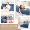 imageSasttie Headboard Pillow Queen Triangular Wedge Pillow Headboard Wedge Headboard Pillow for Bed Sofa Daybed Pillows for Sitting up Reading or Working with Removable Cover Dark GreyBlue