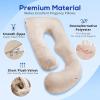 imageSasttie Pregnancy Pillows for Sleeping U Shaped Full Body Pillow for Side Sleepers Maternity Pillow for Pregnant Women Pregnancy Must Haves Pregnant Pillow with Removable Velvet Cover Beige