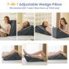 imageSasttie Wedge Pillow Set for After Surgery 3PCS Adjustable Bed Wedge Pillow Headboard with Memory Foam Neck Cushion  for Acid Reflux Sleeping Neck ampamp Back Support Dark Grey ampamp WhiteVelvet  Dark Grey