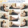 imageSasttie Wedge Pillow Set for After Surgery 3PCS Adjustable Bed Wedge Pillow Headboard with Memory Foam Neck Cushion  for Acid Reflux Sleeping Neck ampamp Back Support Dark Grey ampamp WhiteVelvet  Dark Grey