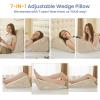 imageSasttie Wedge Pillow Set for After Surgery 3PCS Adjustable Bed Wedge Pillow Headboard with Memory Foam Neck Cushion  for Acid Reflux Sleeping Neck ampamp Back Support Dark Grey ampamp WhiteBeige