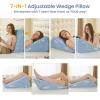 imageSasttie Wedge Pillow Set for After Surgery 3PCS Adjustable Bed Wedge Pillow Headboard with Memory Foam Neck Cushion  for Acid Reflux Sleeping Neck ampamp Back Support Dark Grey ampamp WhiteBlue