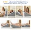 imageSasttie Wedge Pillow Set for After Surgery 3PCS Adjustable Bed Wedge Pillow Headboard with Memory Foam Neck Cushion  for Acid Reflux Sleeping Neck ampamp Back Support Dark Grey ampamp WhiteDark Grey  White