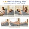 imageSasttie Wedge Pillow Set for After Surgery 3PCS Adjustable Bed Wedge Pillow Headboard with Memory Foam Neck Cushion  for Acid Reflux Sleeping Neck ampamp Back Support Dark Grey ampamp WhiteDark Grey
