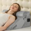imageSasttie Wedge Pillow Set for After Surgery 3PCS Adjustable Bed Wedge Pillow Headboard with Memory Foam Neck Cushion  for Acid Reflux Sleeping Neck ampamp Back Support Dark Grey ampamp WhiteVelvet  Light Grey
