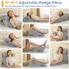 imageSasttie Wedge Pillow Set for After Surgery 3PCS Adjustable Bed Wedge Pillow Headboard with Memory Foam Neck Cushion  for Acid Reflux Sleeping Neck ampamp Back Support Dark Grey ampamp WhiteVelvet  Light Grey