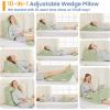 imageSasttie Wedge Pillow Set for After Surgery 3PCS Adjustable Bed Wedge Pillow Headboard with Memory Foam Neck Cushion  for Acid Reflux Sleeping Neck ampamp Back Support Dark Grey ampamp WhiteSage