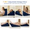 imageSasttie Wedge Pillow Set for After Surgery 3PCS Adjustable Bed Wedge Pillow Headboard with Memory Foam Neck Cushion  for Acid Reflux Sleeping Neck ampamp Back Support Dark Grey ampamp WhiteNavy