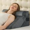 imageSasttie Wedge Pillow Set for After Surgery 3PCS Adjustable Bed Wedge Pillow Headboard with Memory Foam Neck Cushion  for Acid Reflux Sleeping Neck ampamp Back Support Dark Grey ampamp WhiteVelvet  Dark Grey