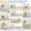 imageSasttie Wedge Pillow Set for After Surgery 3PCS Adjustable Bed Wedge Pillow Headboard with Memory Foam Neck Cushion  for Acid Reflux Sleeping Neck ampamp Back Support Dark Grey ampamp WhiteSage