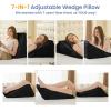 imageSasttie Wedge Pillow Set for After Surgery 3PCS Adjustable Bed Wedge Pillow Headboard with Memory Foam Neck Cushion  for Acid Reflux Sleeping Neck ampamp Back Support Dark Grey ampamp WhiteBlack