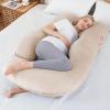 imageSasttie Pregnancy Pillows for Sleeping U Shaped Full Body Pillow for Side Sleepers Maternity Pillow for Pregnant Women Pregnancy Must Haves Pregnant Pillow with Removable Velvet Cover Beige