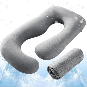imageSasttie Cooling Pregnancy Pillow Cover 57inch U Shaped Pregnancy Pillow Case Fits 55 to 57 Inch Maternity Pillow Grey No Pillow InsertGray
