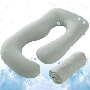 imageSasttie Cooling Pregnancy Pillow Cover 57inch U Shaped Pregnancy Pillow Case Fits 55 to 57 Inch Maternity Pillow Grey No Pillow InsertLight Grey