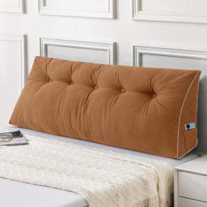 imageSasttie Headboard Pillow Queen Triangular Wedge Pillow Headboard Wedge Headboard Pillow for Bed Sofa Daybed Pillows for Sitting up Reading or Working with Removable Cover Dark GreyCaramel