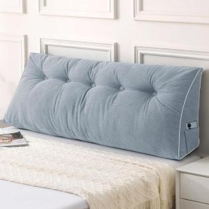 imageSasttie Headboard Pillow Queen Triangular Wedge Pillow Headboard Wedge Headboard Pillow for Bed Sofa Daybed Pillows for Sitting up Reading or Working with Removable Cover Dark GreyGreyish Blue