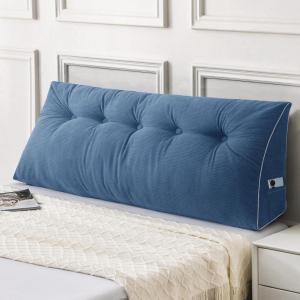 imageSasttie Headboard Pillow Queen Triangular Wedge Pillow Headboard Wedge Headboard Pillow for Bed Sofa Daybed Pillows for Sitting up Reading or Working with Removable Cover Dark GreyBlue