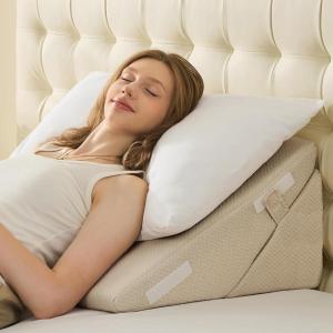 imageSasttie Wedge Pillow Set for After Surgery 3PCS Adjustable Bed Wedge Pillow Headboard with Memory Foam Neck Cushion  for Acid Reflux Sleeping Neck ampamp Back Support Dark Grey ampamp WhiteBeige