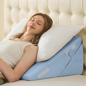 imageSasttie Wedge Pillow Set for After Surgery 3PCS Adjustable Bed Wedge Pillow Headboard with Memory Foam Neck Cushion  for Acid Reflux Sleeping Neck ampamp Back Support Dark Grey ampamp WhiteBlue