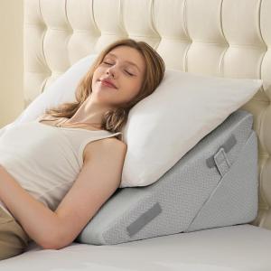 imageSasttie Wedge Pillow Set for After Surgery 3PCS Adjustable Bed Wedge Pillow Headboard with Memory Foam Neck Cushion  for Acid Reflux Sleeping Neck ampamp Back Support Dark Grey ampamp WhiteLight Grey