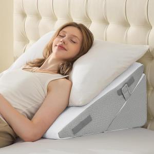 imageSasttie Wedge Pillow Set for After Surgery 3PCS Adjustable Bed Wedge Pillow Headboard with Memory Foam Neck Cushion  for Acid Reflux Sleeping Neck ampamp Back Support Dark Grey ampamp WhiteLight Grey  White