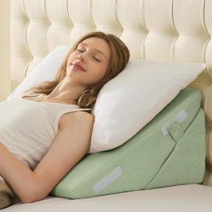 imageSasttie Wedge Pillow Set for After Surgery 3PCS Adjustable Bed Wedge Pillow Headboard with Memory Foam Neck Cushion  for Acid Reflux Sleeping Neck ampamp Back Support Dark Grey ampamp WhiteSage
