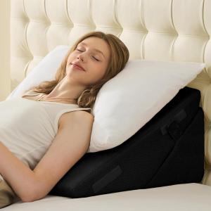imageSasttie Wedge Pillow Set for After Surgery 3PCS Adjustable Bed Wedge Pillow Headboard with Memory Foam Neck Cushion  for Acid Reflux Sleeping Neck ampamp Back Support Dark Grey ampamp WhiteBlack