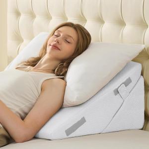 imageSasttie Wedge Pillow Set for After Surgery 3PCS Adjustable Bed Wedge Pillow Headboard with Memory Foam Neck Cushion  for Acid Reflux Sleeping Neck ampamp Back Support Dark Grey ampamp WhiteWhite
