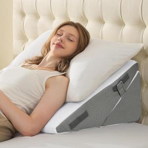 imageSasttie Wedge Pillow Set for After Surgery 3PCS Adjustable Bed Wedge Pillow Headboard with Memory Foam Neck Cushion  for Acid Reflux Sleeping Neck ampamp Back Support Dark Grey ampamp WhiteDark Grey  White