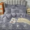 imageSasttie Fluffy Duvet Cover Queen Size Shaggy Queen Duvet Cover Fuzzy Faux Fur and Velvet Duvet Cover Set with Zipper Closure and Corner Ties  1 Duvet Cover and 2 Pillowcases PinkLight Grey