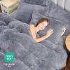 imageSasttie Fluffy Duvet Cover Queen Size Shaggy Queen Duvet Cover Fuzzy Faux Fur and Velvet Duvet Cover Set with Zipper Closure and Corner Ties  1 Duvet Cover and 2 Pillowcases PinkLight Grey