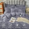 imageSasttie Fluffy Duvet Cover Queen Size Shaggy Queen Duvet Cover Fuzzy Faux Fur and Velvet Duvet Cover Set with Zipper Closure and Corner Ties  1 Duvet Cover and 2 Pillowcases PinkLight Grey