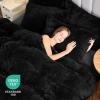 imageSasttie Fluffy Duvet Cover Queen Size Shaggy Queen Duvet Cover Fuzzy Faux Fur and Velvet Duvet Cover Set with Zipper Closure and Corner Ties  1 Duvet Cover and 2 Pillowcases PinkBlack